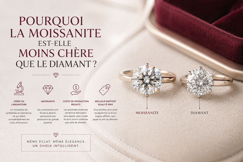 Pourquoi la moissanite est-elle moins chère que le diamant ?