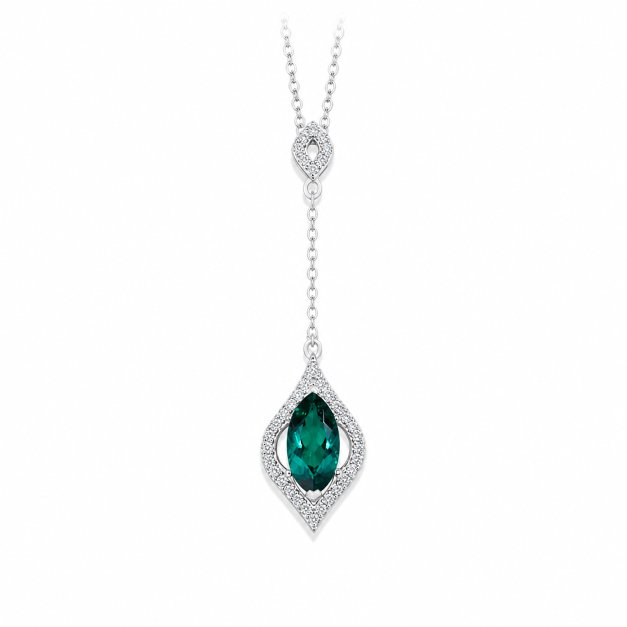Collier Palatine — Moissanite & émeraude de laboratoire