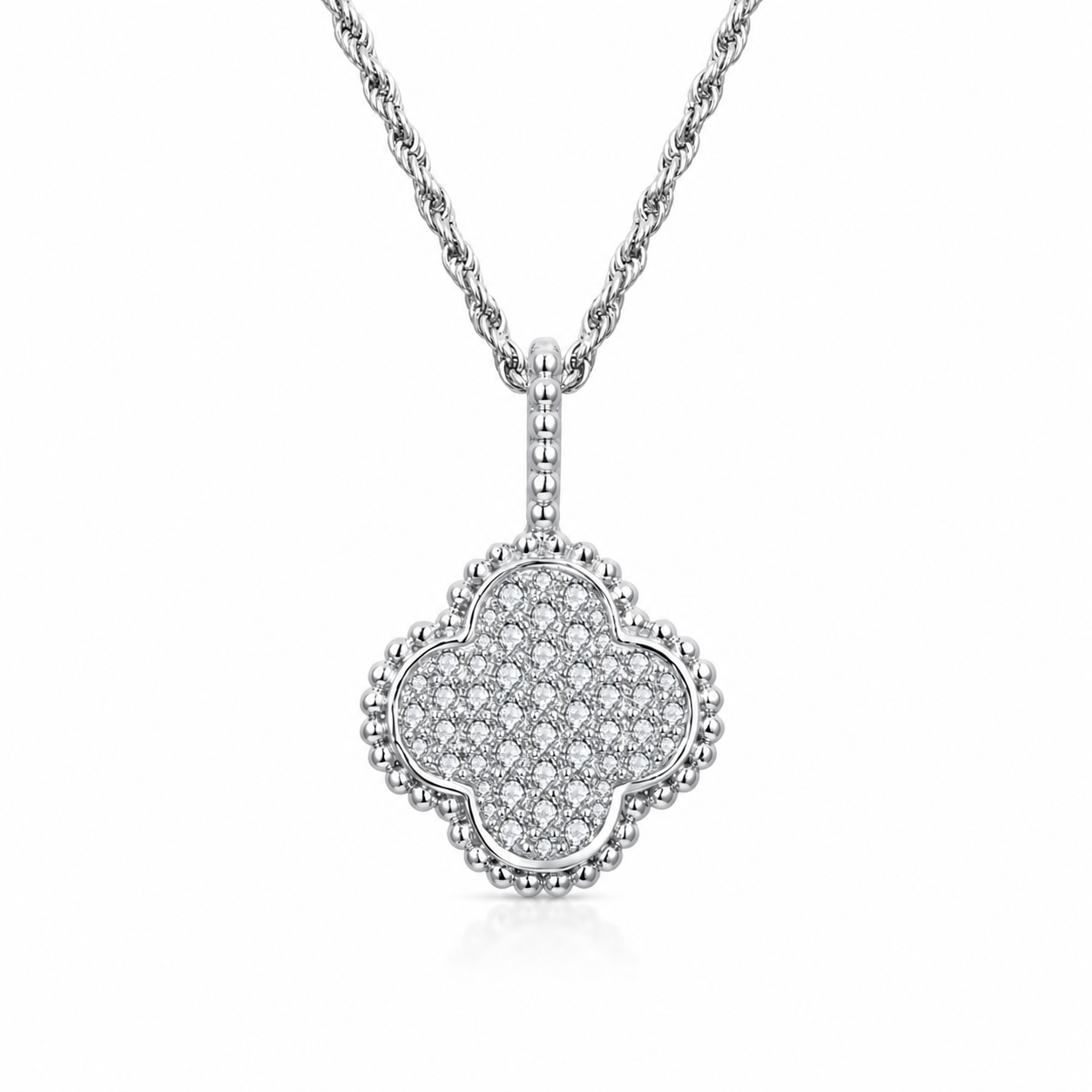 Collier Clémence — Trèfle de moissanites