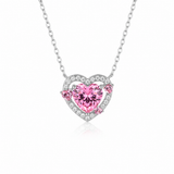 Rosaline Necklace — Pink heart & moissanite halo