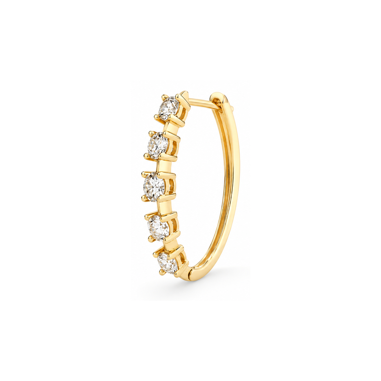 Sterling Silver Five-Stone Moissanite Hoop Earrings