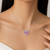 Rosaline Necklace — Pink heart & moissanite halo