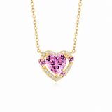 Rosaline Necklace — Pink heart & moissanite halo