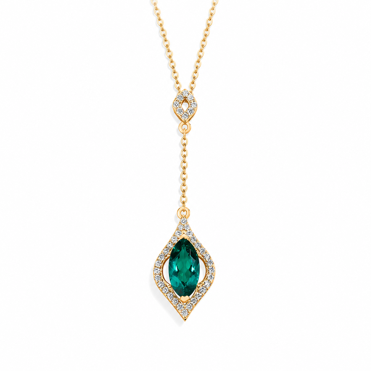 Collier Palatine — Moissanite & émeraude de laboratoire