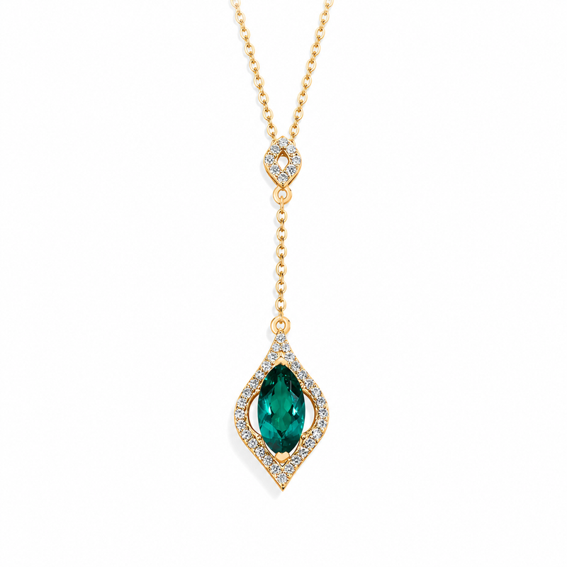 Palatine Necklace — Moissanite & Lab Emerald