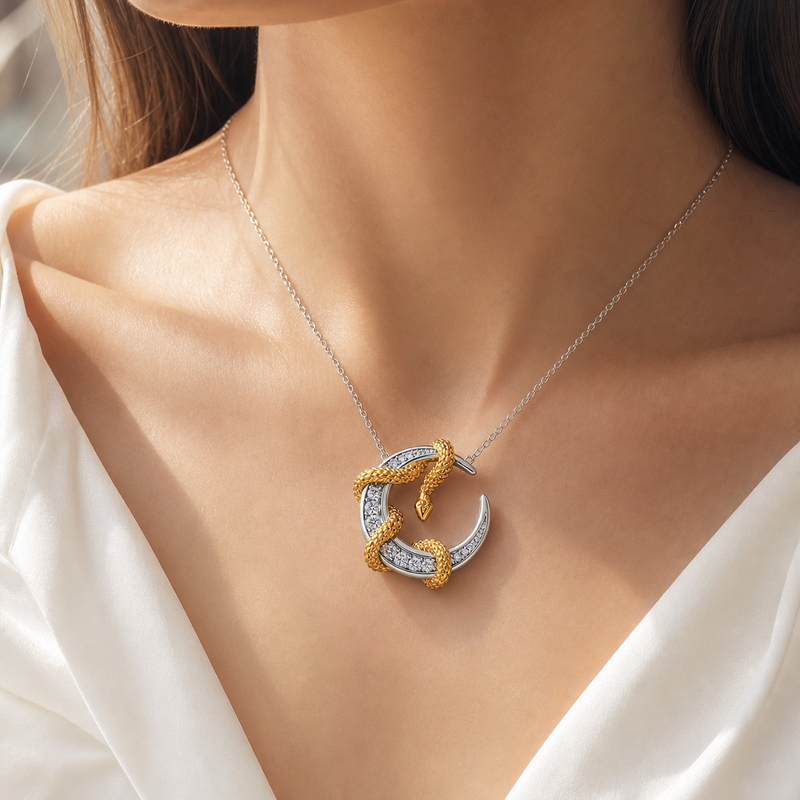 Selene Necklace — Moon & Serpent