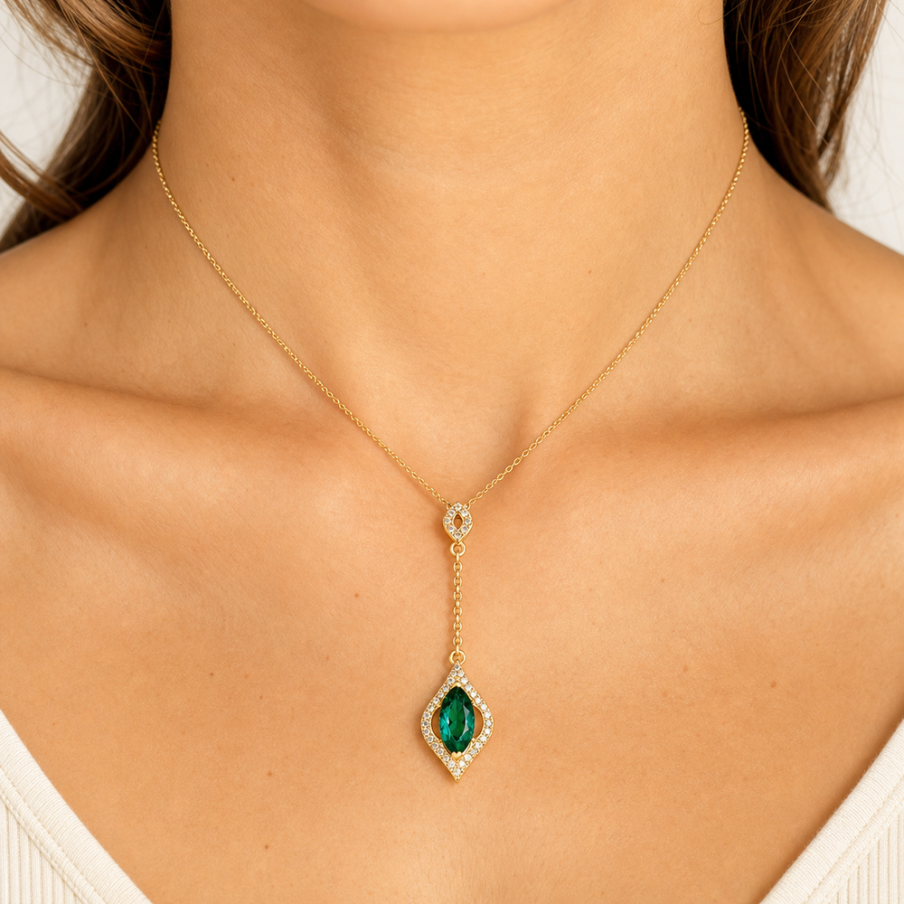 Palatine Necklace — Moissanite & Lab Emerald