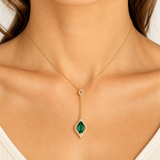Collier Palatine — Moissanite & émeraude de laboratoire