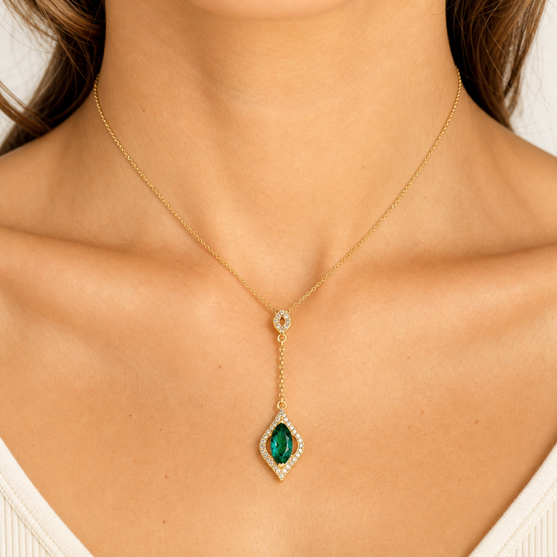 Palatine Necklace — Moissanite & Lab Emerald