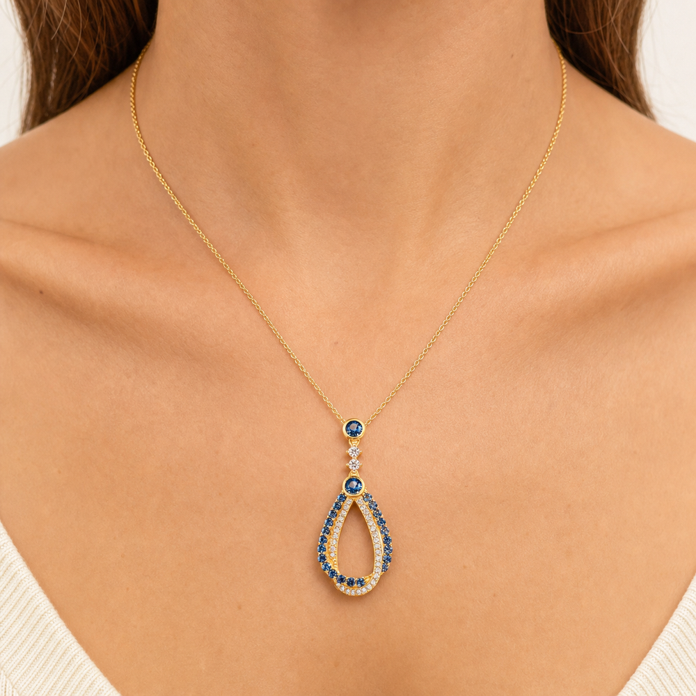 Collier Azur — Moissanite & spinelle bleu