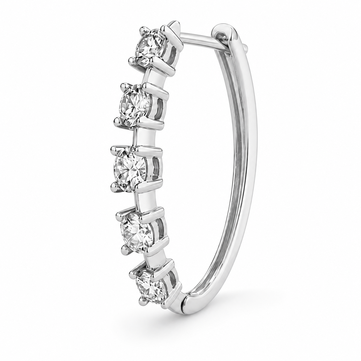 Sterling Silver Five-Stone Moissanite Hoop Earrings