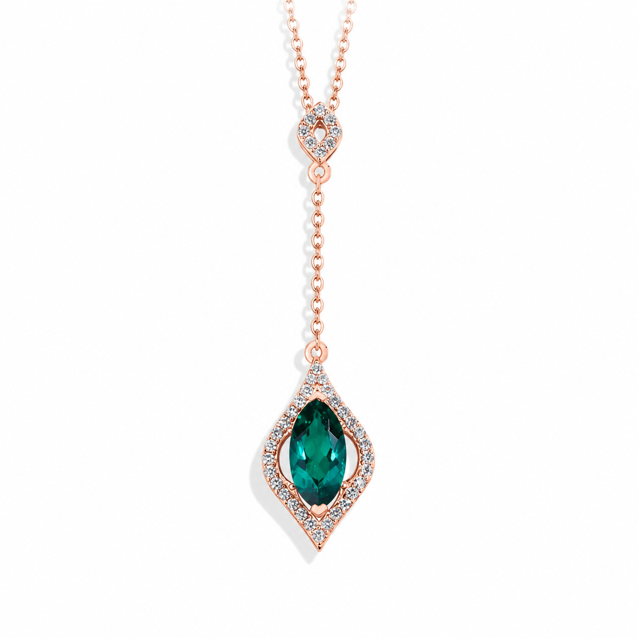 Collier Palatine — Moissanite & émeraude de laboratoire