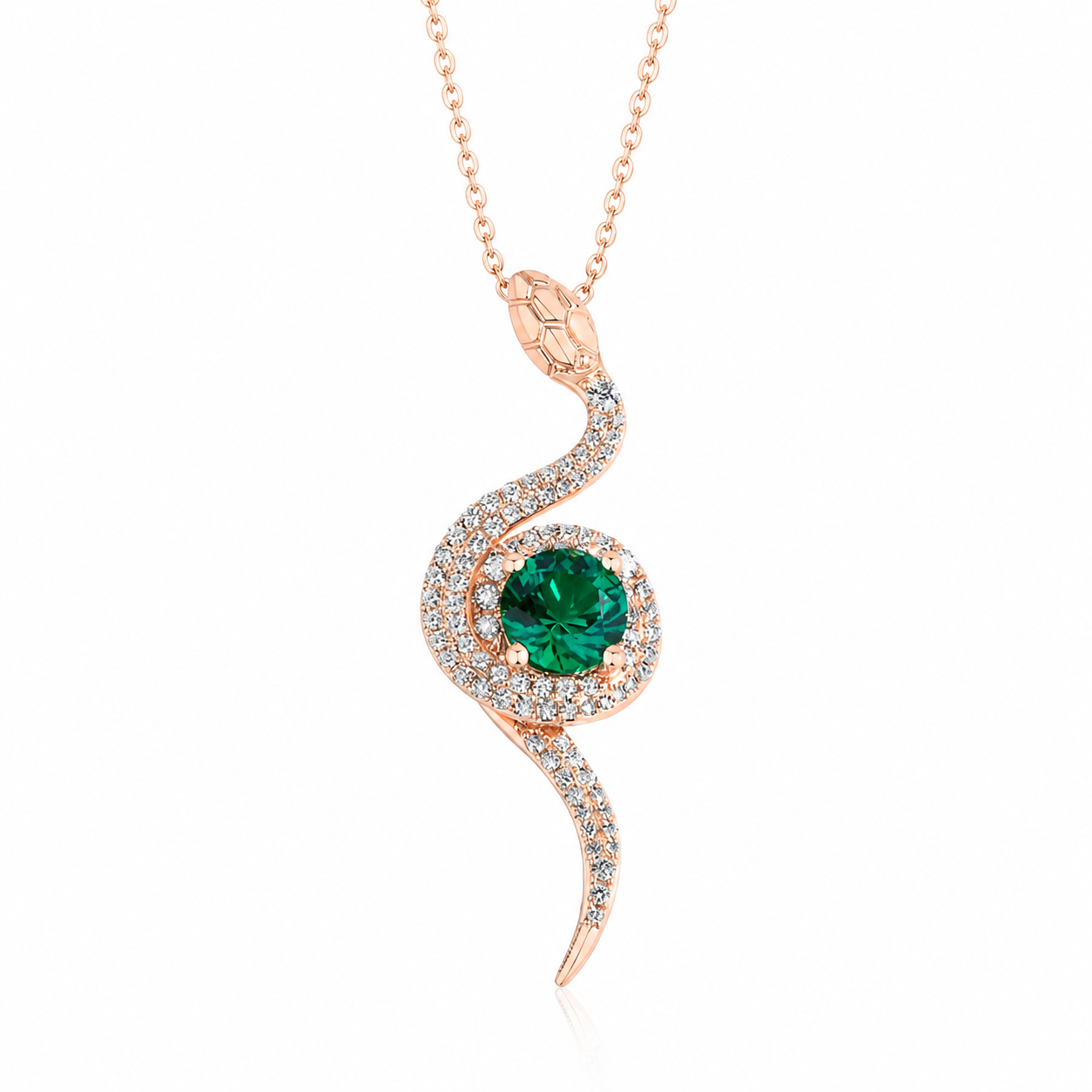 Cleo Necklace — Snake & Lab Green Stone