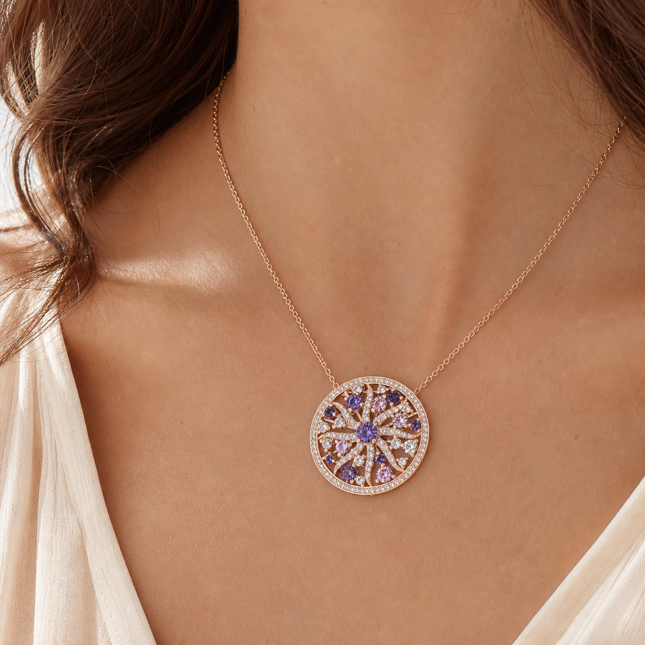Collier Iris — Moissanite & pierres de couleur