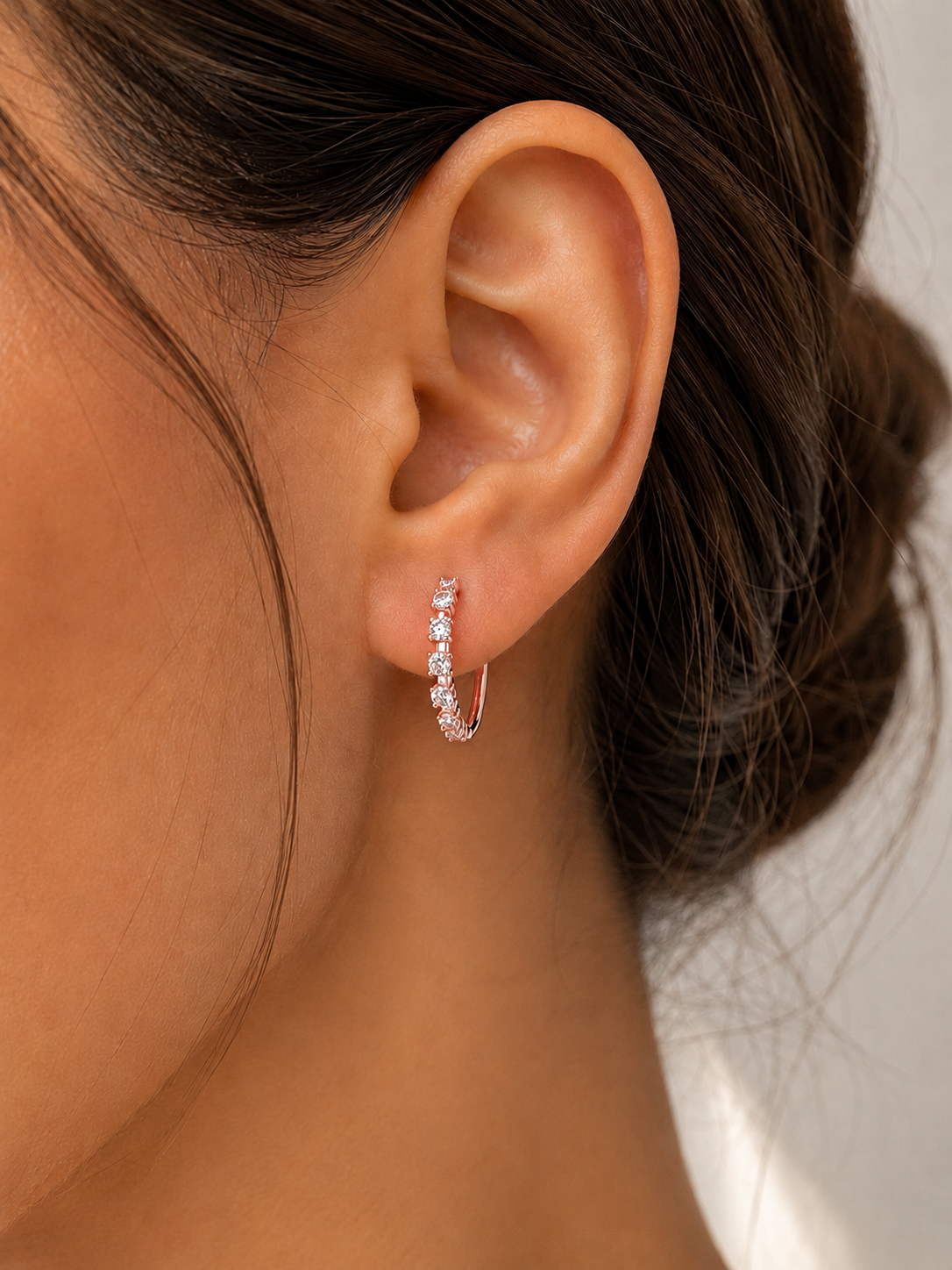 Sterling Silver Five-Stone Moissanite Hoop Earrings