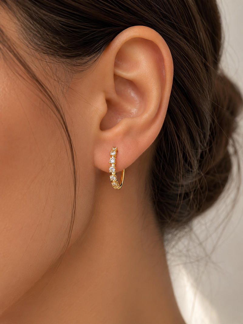 Sterling Silver Five-Stone Moissanite Hoop Earrings