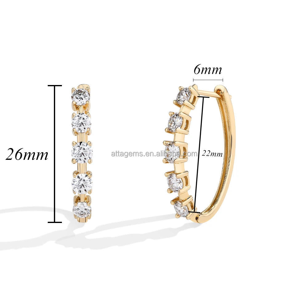 Créoles cinq pierres moissanite en argent 925 - vue 1