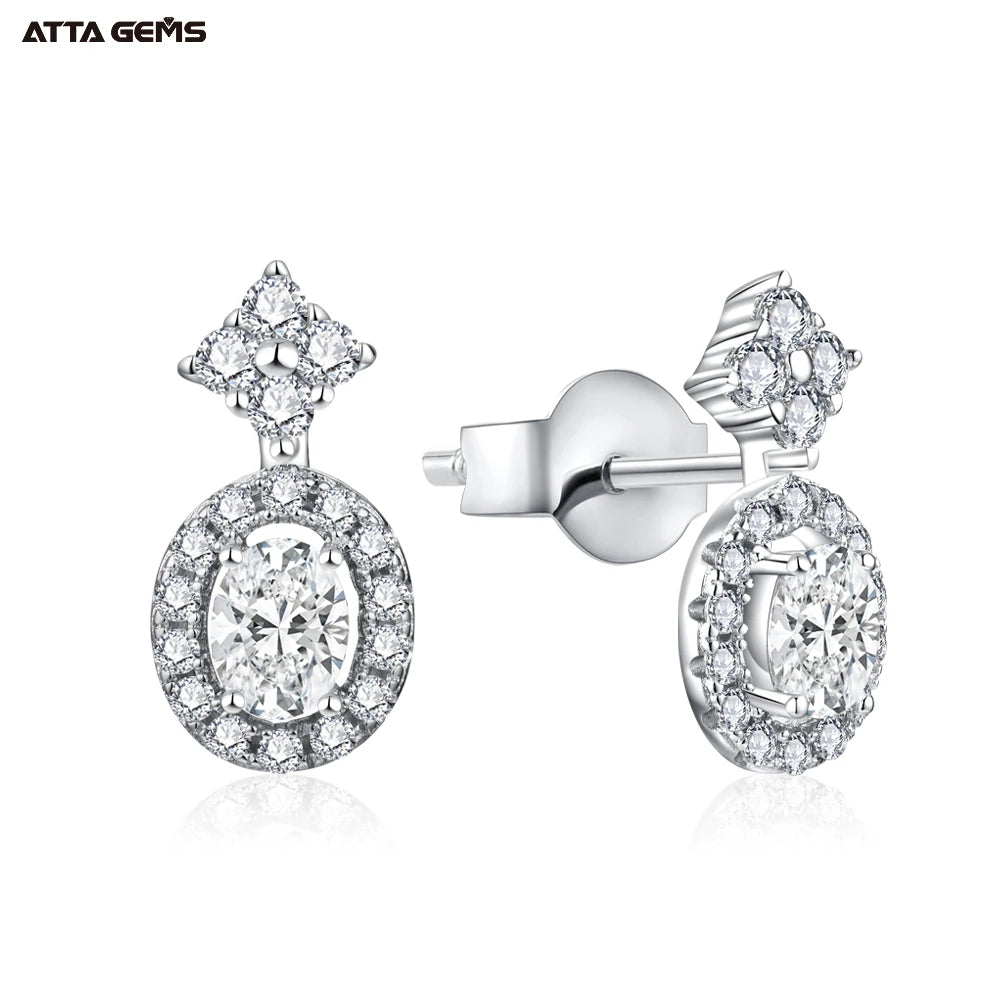 Clous d'oreilles ovales moissanite en argent 925 - vue 3