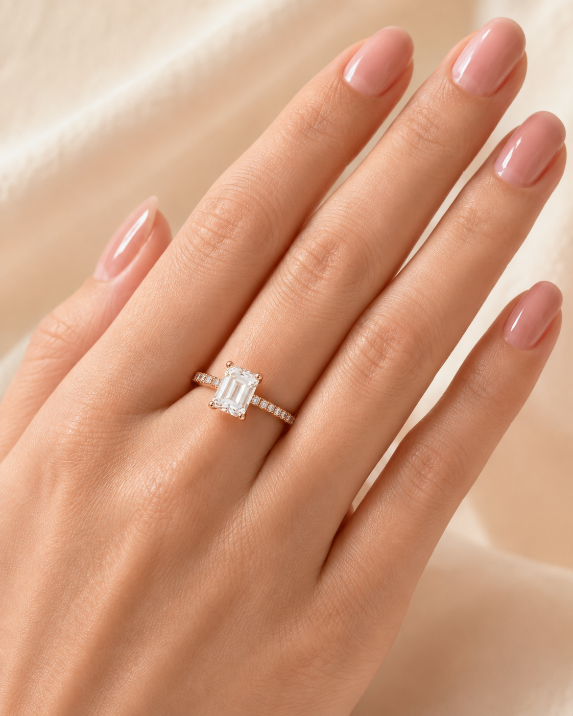 Rivoli Ring — Emerald-cut Moissanite