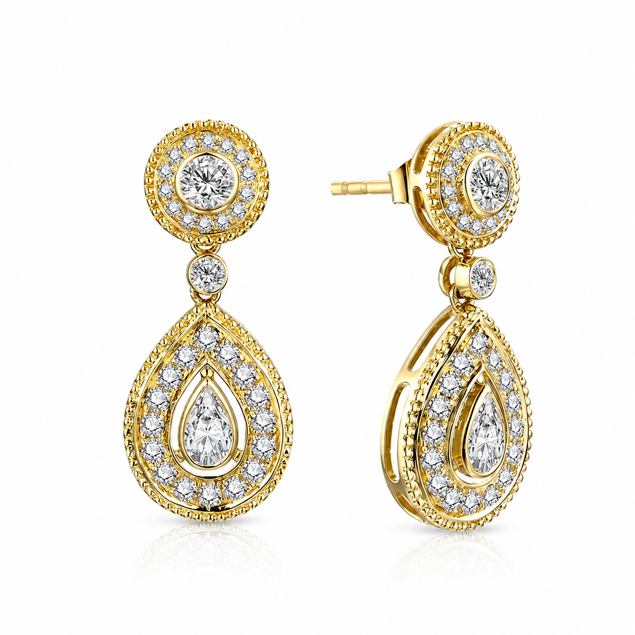 Boucles d'oreilles goutte poire moissanite argent 925