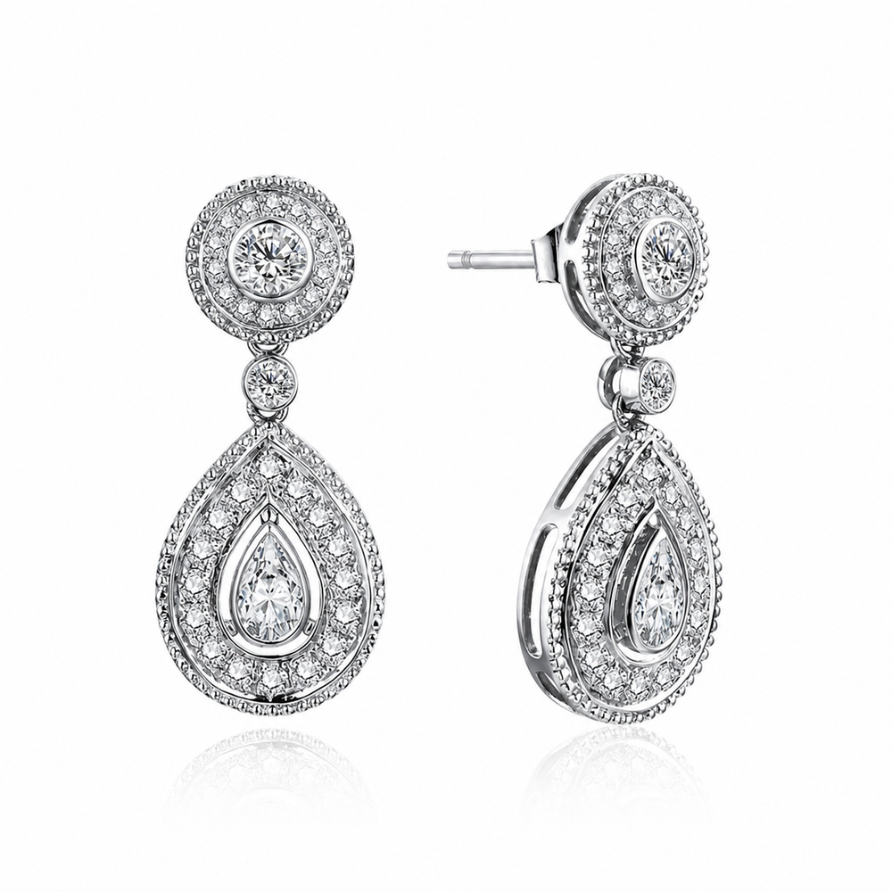 Boucles d'oreilles goutte poire moissanite argent 925