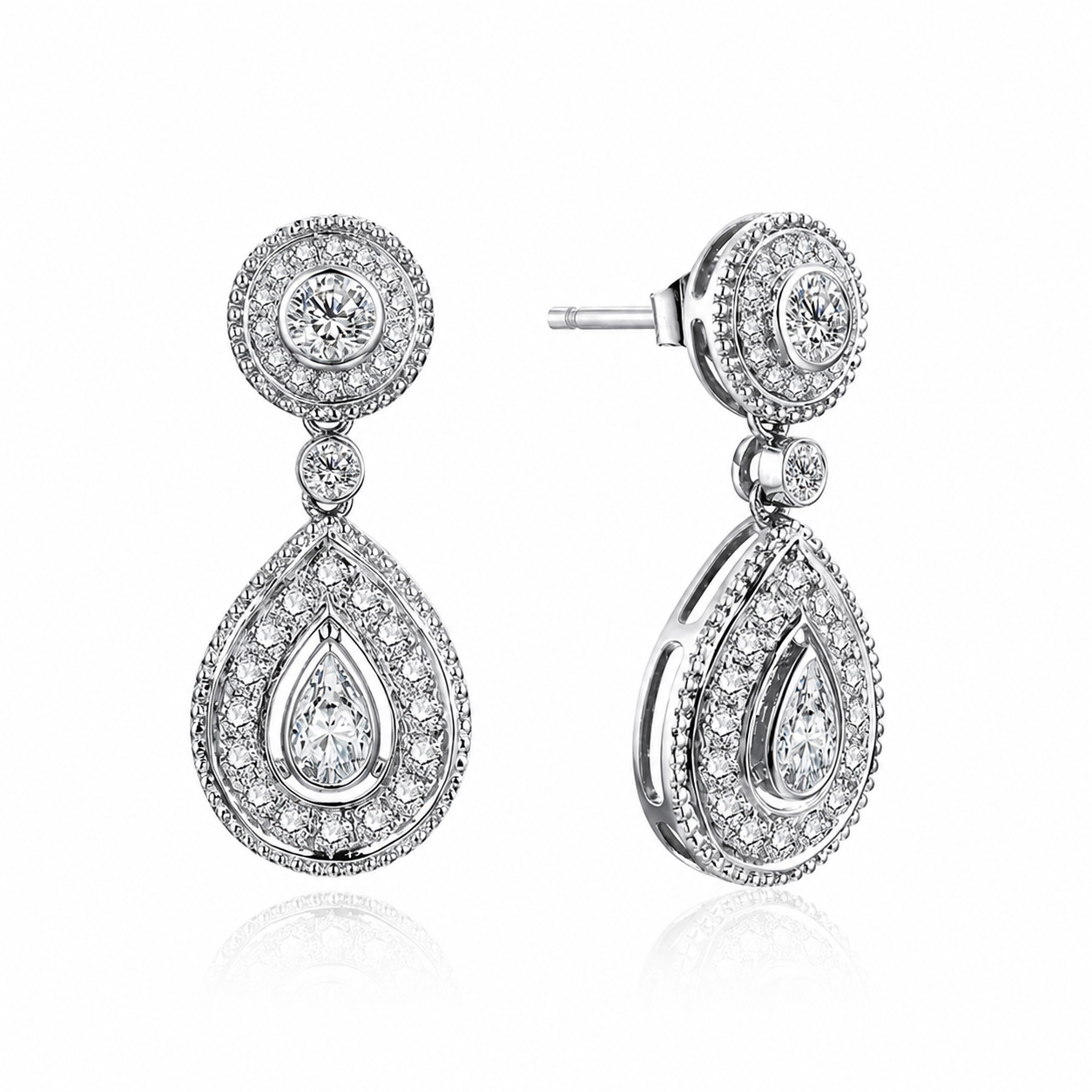 Boucles d'oreilles goutte poire moissanite argent 925