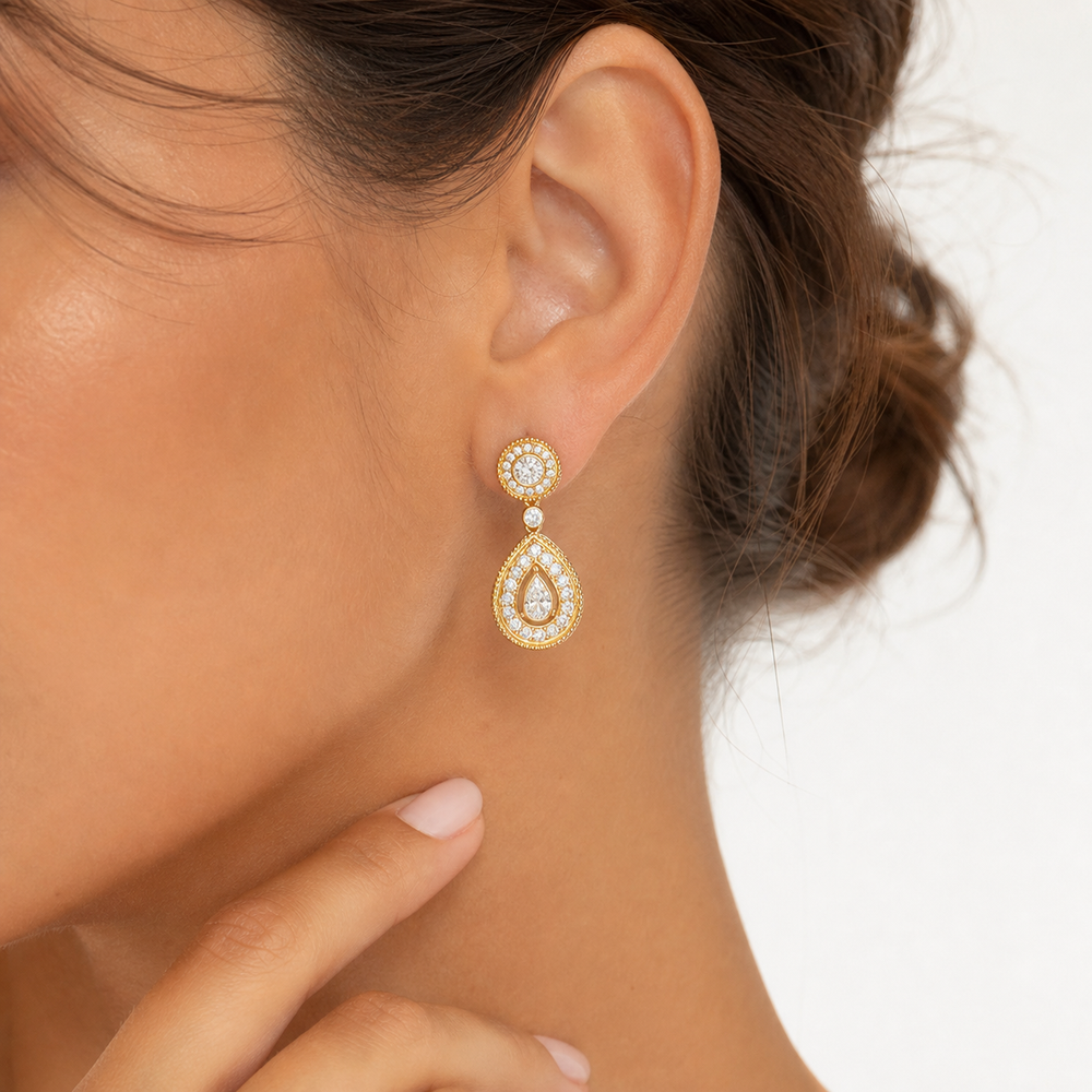 925 Silver Moissanite Pear Drop Earrings