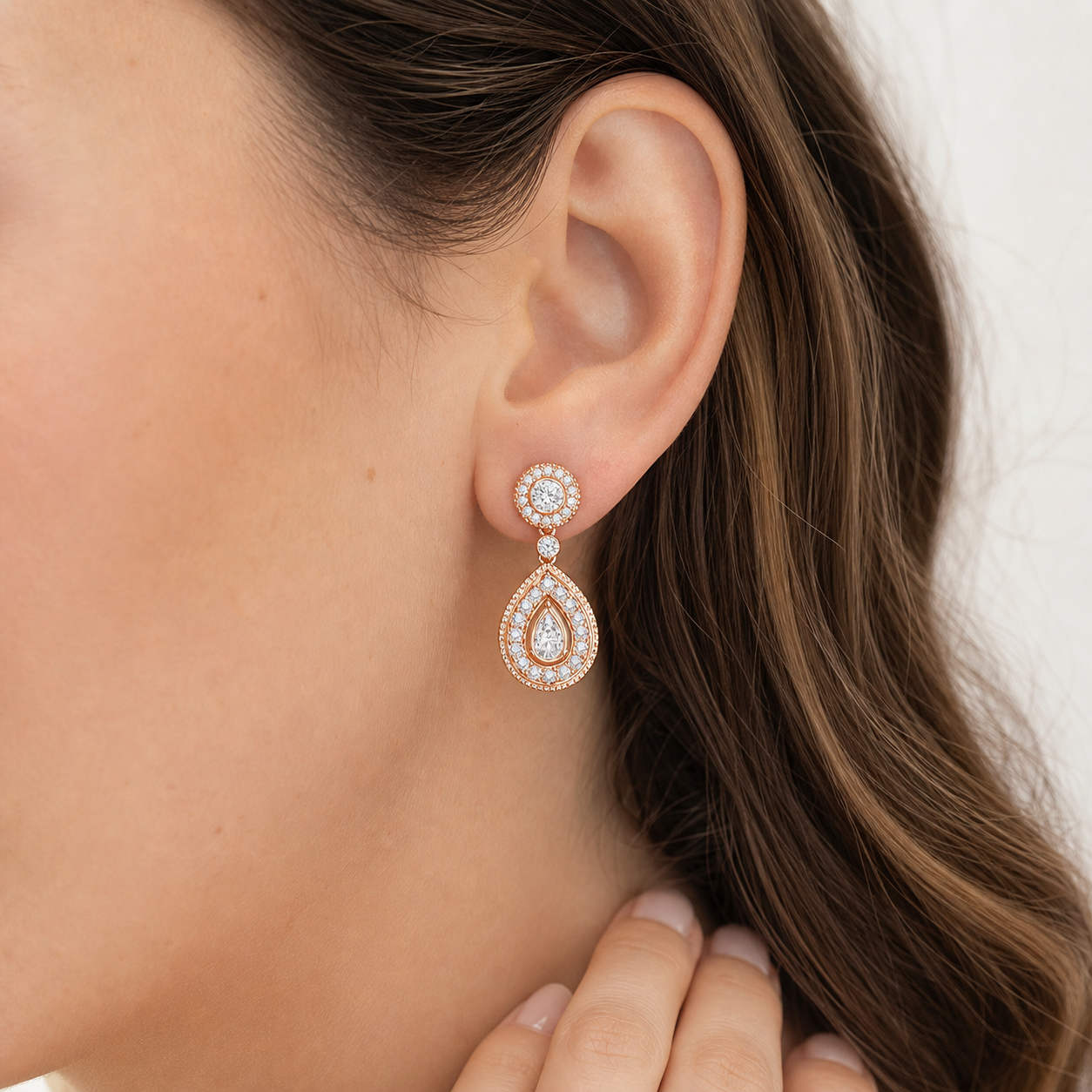 Boucles d'oreilles goutte poire moissanite argent 925