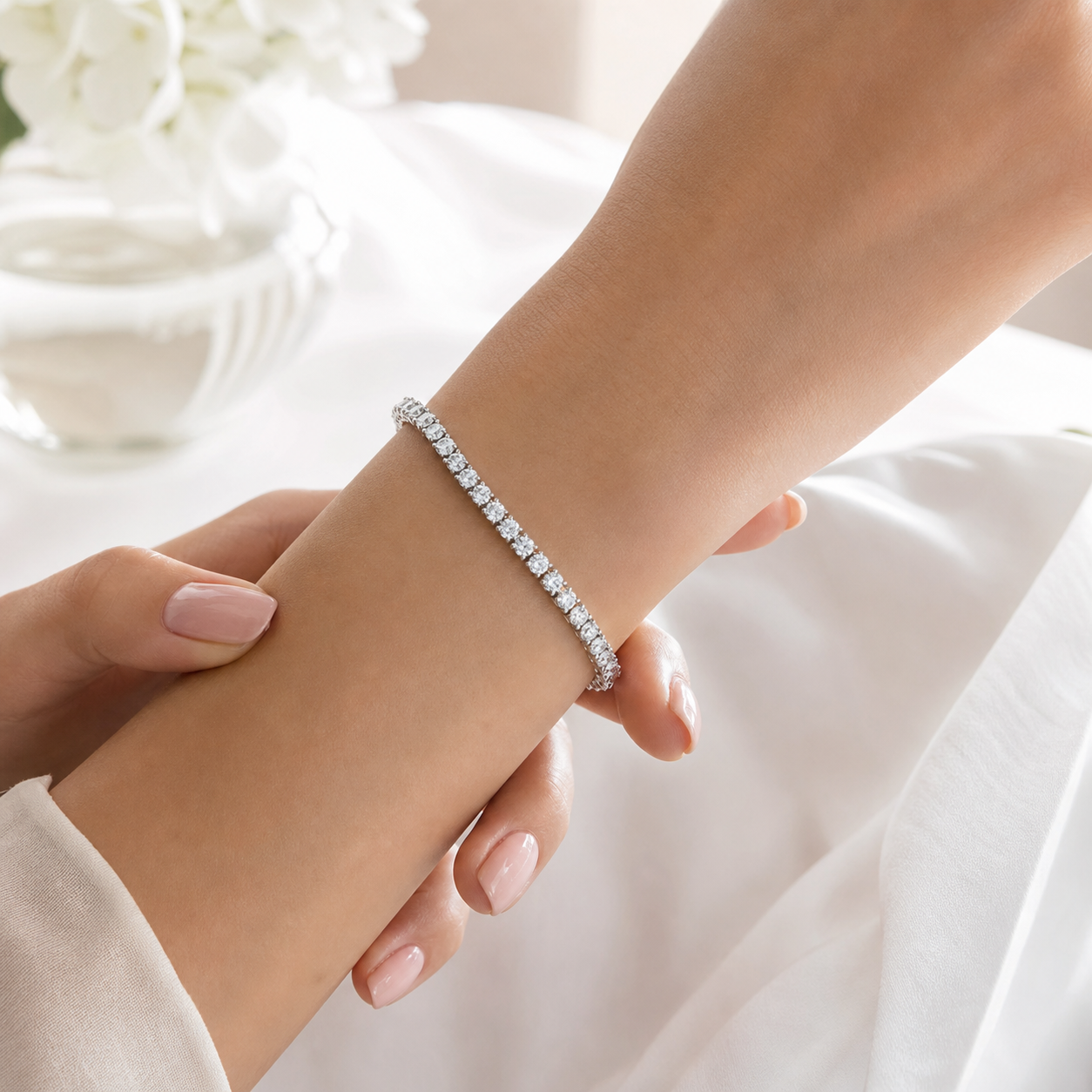 Bracelet tennis moissanite 3 mm en argent 925