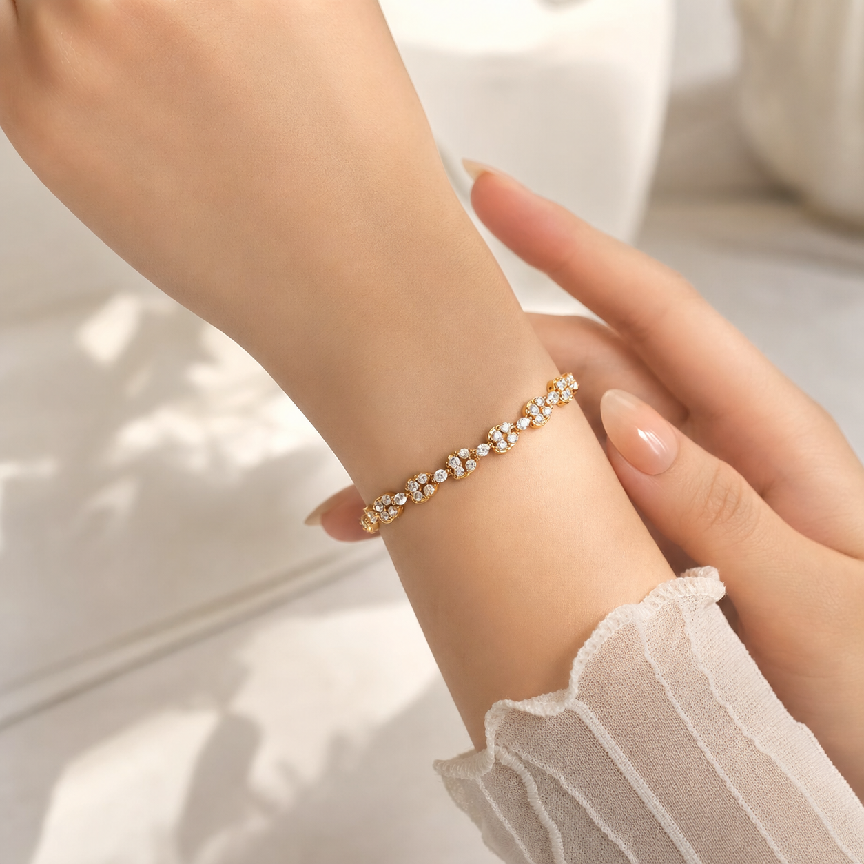 Bracelet tennis moissanite plaqué or 18K - Élégance classique