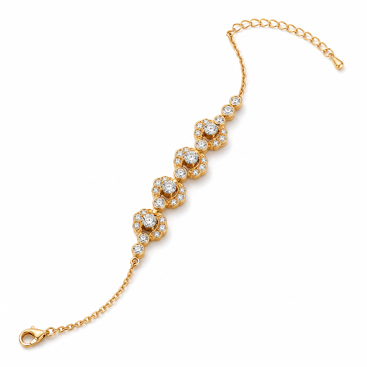 Bracelet tennis moissanite plaqué or 18K - Élégance classique