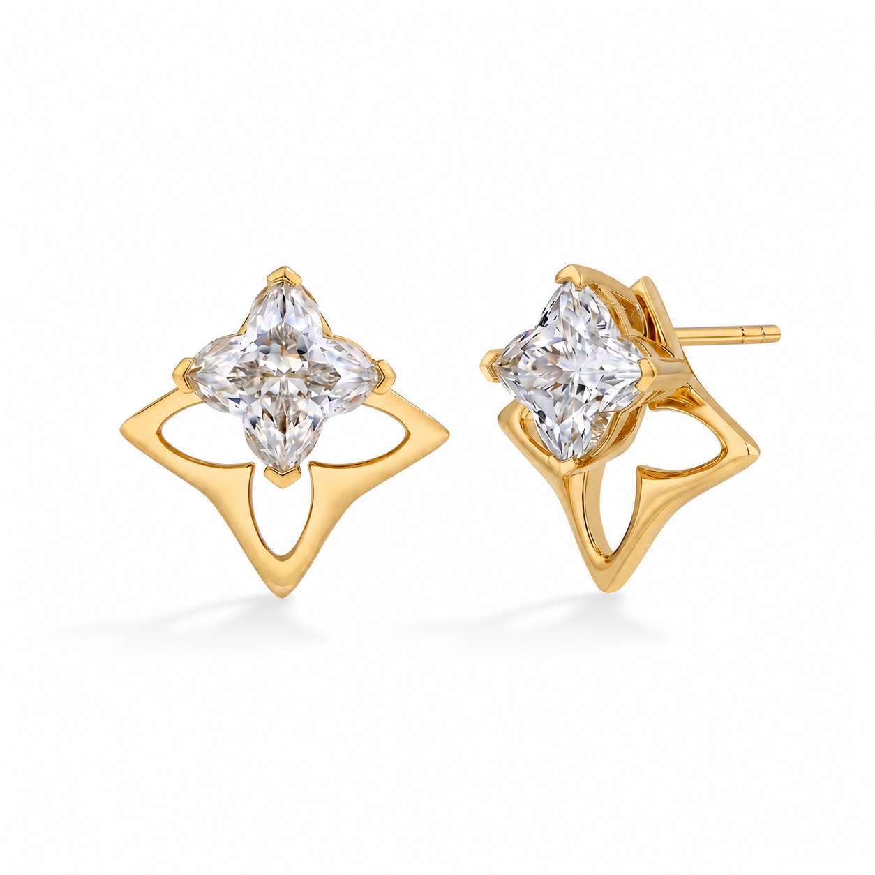Clous d'oreilles trio moissanite plaqué or