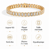 Bracelet tennis serti clos taille émeraude