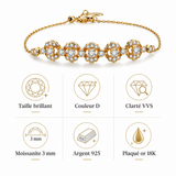 Bracelet tennis moissanite plaqué or 18K - Élégance classique
