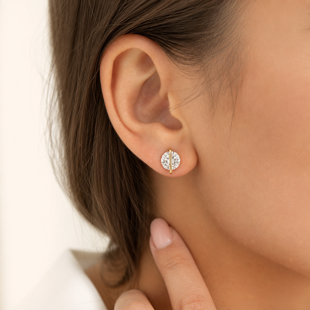 Clous d'oreilles puce moissanite plaqué or