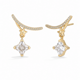 Clous d'oreilles fleur moissanite plaqué or