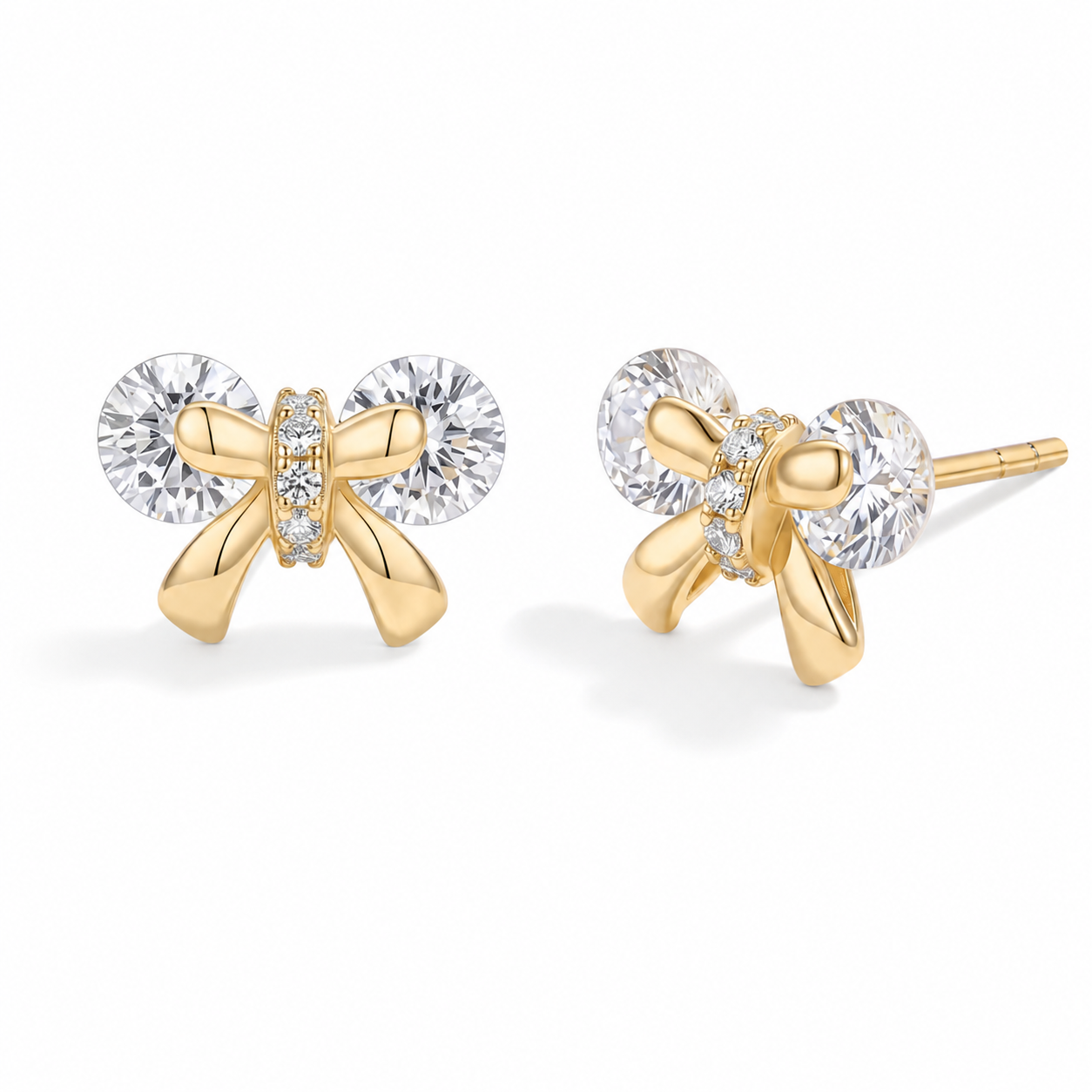 Clous d'oreilles halo moissanite plaqué or