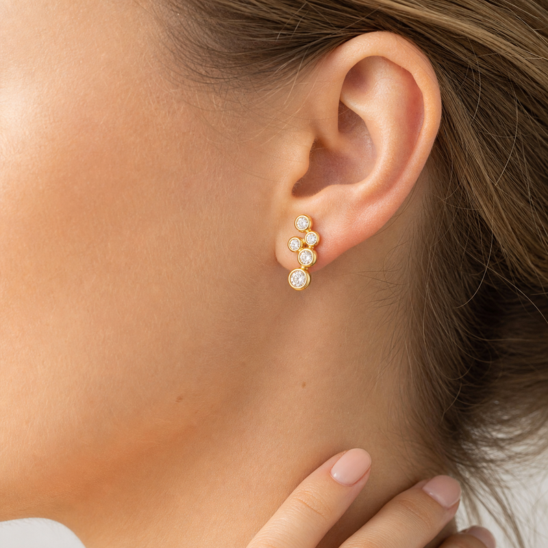 Clous d'oreilles solitaire moissanite plaqué or