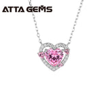 Collier Rosaline — Cœur rose & halo de moissanites — Argent rhodié