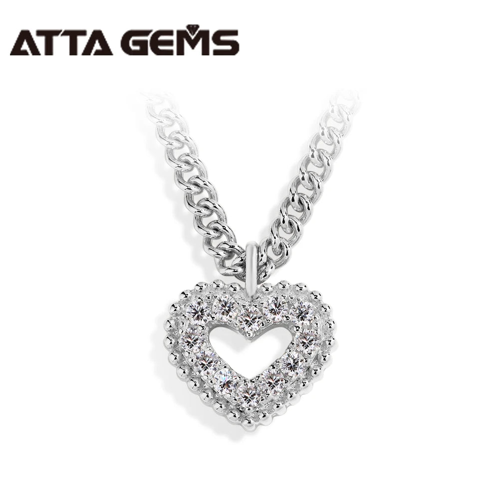 Collier Valentine — Cœur de moissanites — Argent rhodié