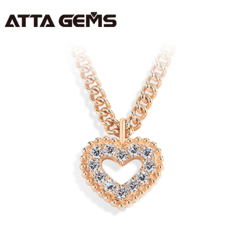 Collier Valentine — Cœur de moissanites — Plaqué or rose 18K