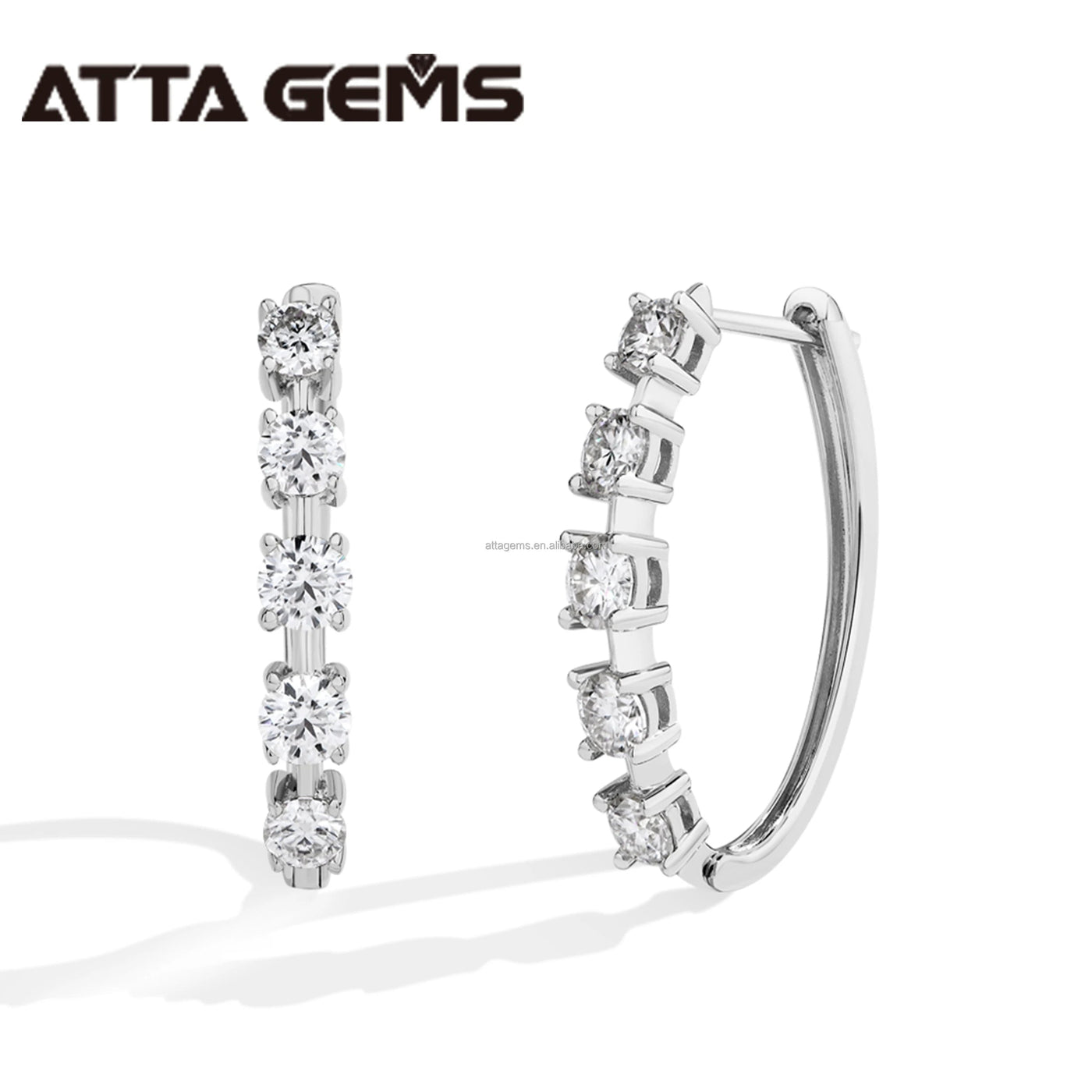 Créoles cinq pierres moissanite en argent 925 - vue 8