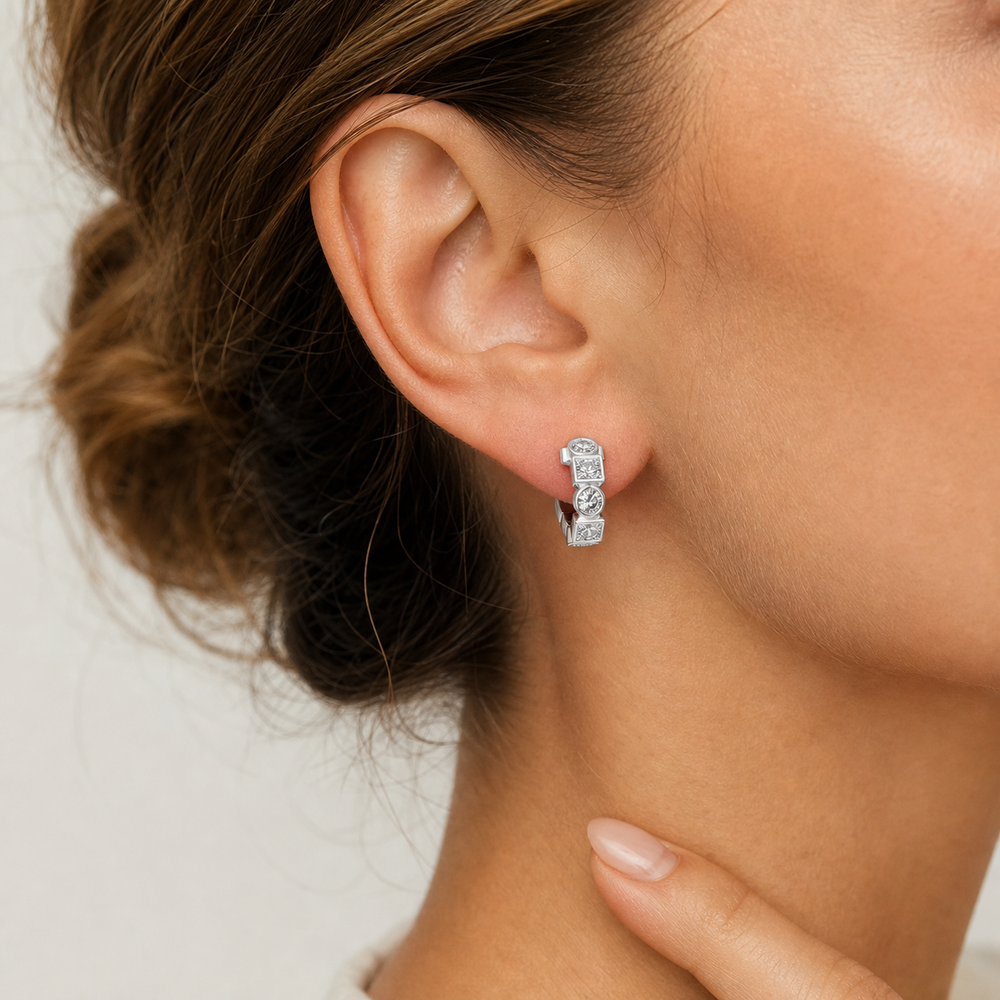 Créoles moissanite 3,5 mm en argent 925