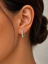 Sterling Silver Five-Stone Moissanite Hoop Earrings