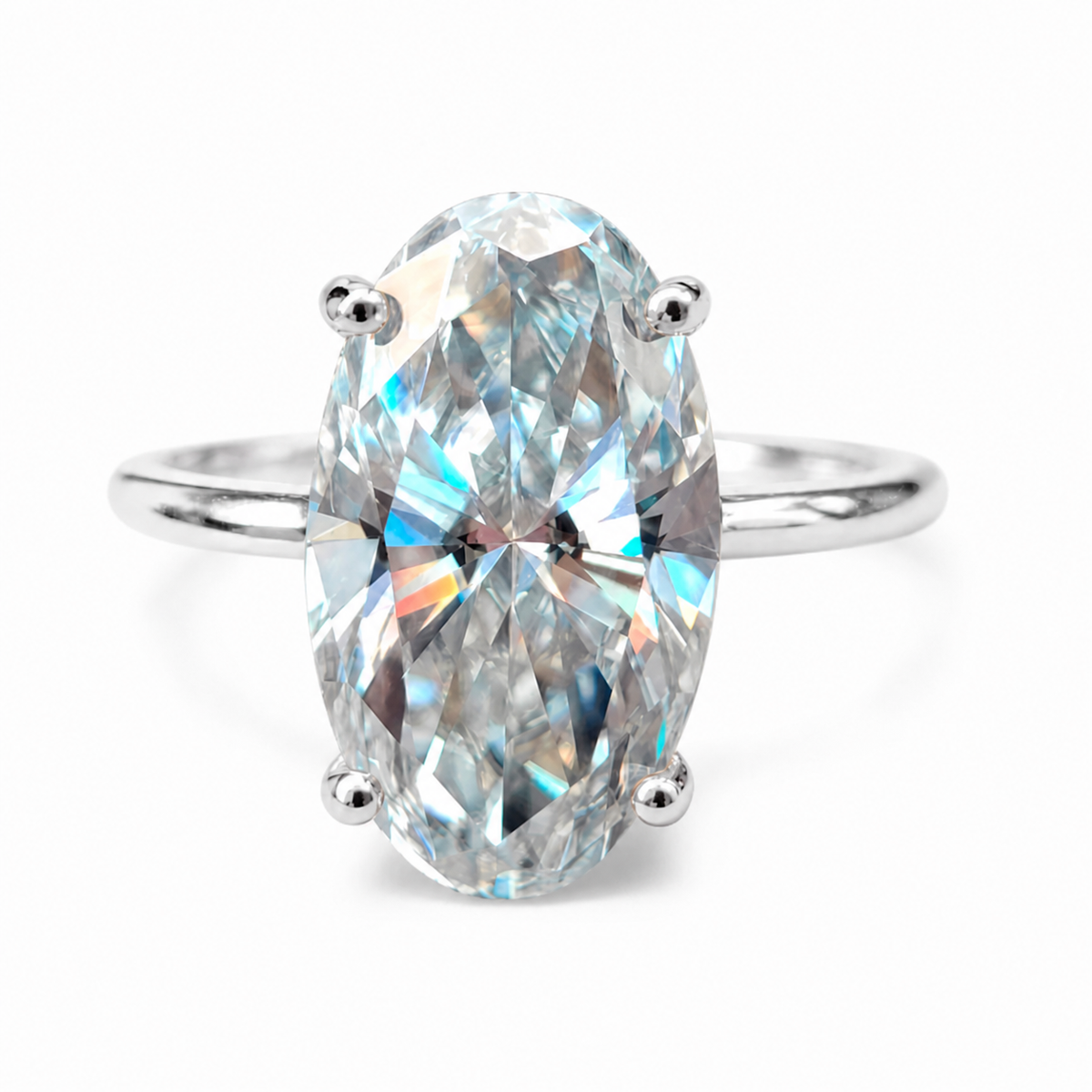Bague Séraphine — Moissanite ovale – Argent 925 rhodié