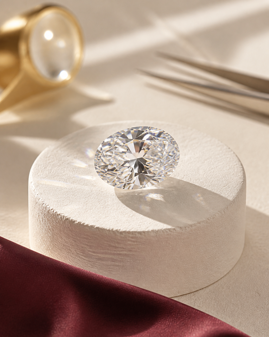 Moissanite ovale taillée